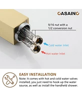 Casainc Freestanding Single Handle Floor Mounted Roman Tub Faucet Bathtub Filler with Hand Shower