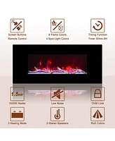 Boyel Living 60 in. Wall Mounted Infrared Electric Fireplace Black with Multi-Color Flame and Csa Certification