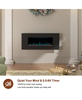 Boyel Living 60 in. Wall Mounted Infrared Electric Fireplace Black with Multi-Color Flame and Csa Certification