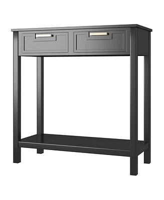 Slickblue Modern Entryway Accent Table with 2 Drawers for Sofa or Storage