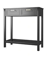 Slickblue Modern Entryway Accent Table with 2 Drawers for Sofa or Storage