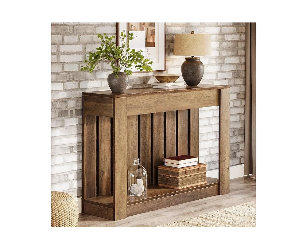 Tribesigns 41.3" Console Table, Farmhouse Narrow Entryway Table with Storage, 2-Tier Wood Sofa Table Behind Couch, Foyer Accent Table for Living Room,