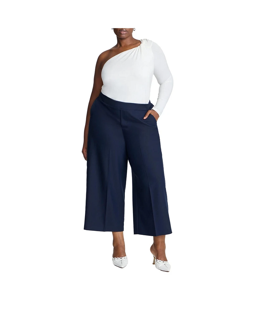 Eloquii Plus Elements Woven Wide Leg Crop Pant