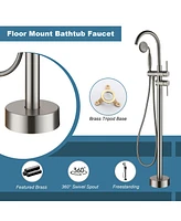 Casainc Double Handle Floor Mounted Clawfoot Tub Faucet