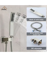 Casainc 12 Inch Rainfall Shower System with Handheld Spray Combo Shower Trim Kit