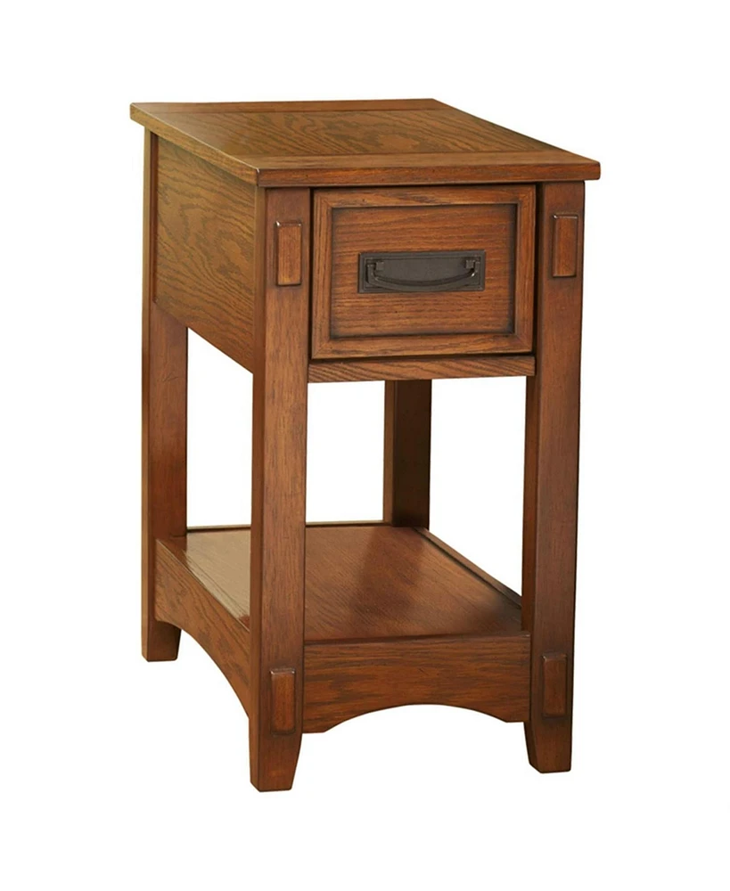 Slickblue Mission Style 1-Drawer End Table Nightstand in Brown Wood Finish