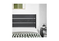 Slickblue Industrial Platform Bed Frame with Wood Slatted Headboard for Modern Bedroom Decor