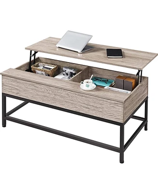 Slickblue Modern Metal Wood Lift-Top Coffee Table Sofa Laptop Desk