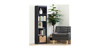 Slickblue Narrow 5-Shelf Bookcase Slim Storage Shelving Unit Wood Finish