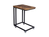 Slickblue Modern Industrial Side Table Nightstand Tv Tray on Wheels for Versatile Storage