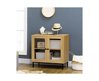 Slickblue Modern Glass Door Sideboard Buffet Dining Storage Cabinet for Stylish Organization
