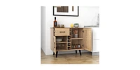 Slickblue Modern Mid-Century Style Kitchen Buffet Dining Sideboard Cabinet with Wine Rack for Stylish Storage