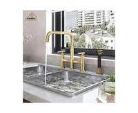 Casainc 2-Handle Bridge Kitchen Faucet with Pull-Out Side Sprayer