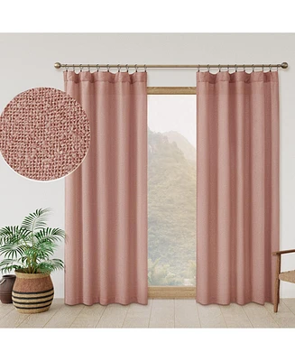 Boucle Light Filtering Back Tab Single Curtain Panel