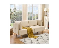 gaomon 76.7" Modern Loveseat Sofa With Armrests, Modern Sofa With Deep Seats And 2 Removable Back Cushions, For Living Room, Bedroom, Apartment