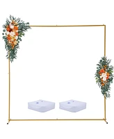 gaomon 6.6FT x 6.6FT Gold Wedding Arches for Ceremony Square Backdrop Stand Metal Balloon Arch Stand Kit Wedding Arch Frame for Birthday Party Bridal