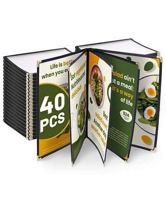 WeChef 40 Pack Restaurant Menu Covers 8.5 x 11inch Book Style 5 Pages 10 Views