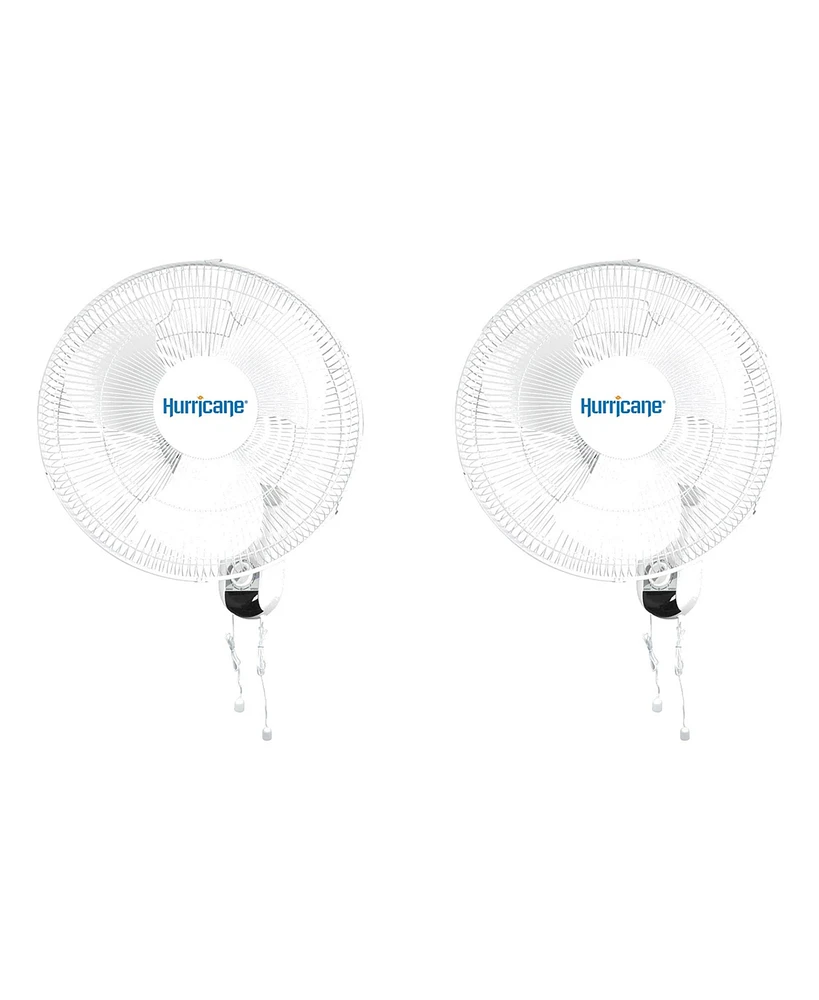 Hurricane Classic 16 Inch 90 Degree Oscillating 3 Speed Wall Fan (2 Pack)