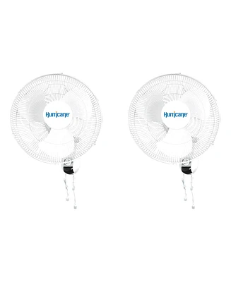 Hurricane Classic 16 Inch 90 Degree Oscillating 3 Speed Wall Fan (2 Pack)