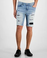 Guess Men's Logan Slim-Fit Destroyed Denim Shorts