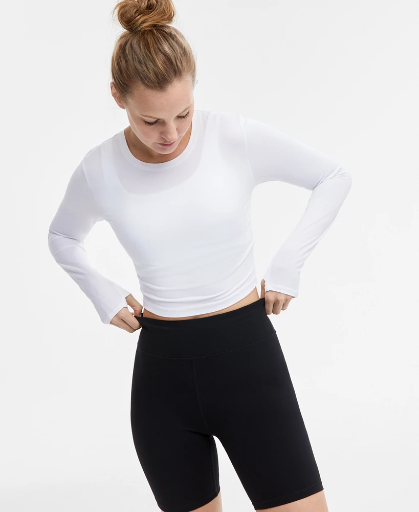 Id Ideology Women's Soft Long-Sleeve Crop Top, Exclusively at Macy's