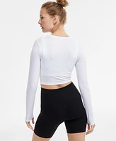 Id Ideology Women's Soft Long-Sleeve Crop Top, Exclusively at Macy's