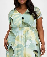 Anne Klein Plus Printed Chiffon Fit & Flare Dress