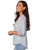 Democracy Petite Elbow-Sleeve Pintuck Blouse