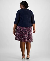 Connected Plus Open-Font Jacket & Printed Dress