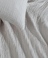 Calvin Klein Washed Texture Solid Cotton Jacquard 3 Piece Duvet Cover Set