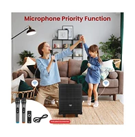 Pyle 8" Portable Wireless Bt Streaming Pa Speaker System - Built-in Rechargeable Battery, Wireless Microphone, Usb/Micro Sd/Fm, 350W