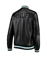 The Wild Collective Women's Black Minnesota United Fc Full-Snap Bomber Jacket