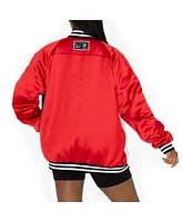 Gameday Couture Women's Red/Black Kansas City Chiefs Oversized Hot Shot Rhinestone Throwback Full-Snap Varsity Bomber Jacket