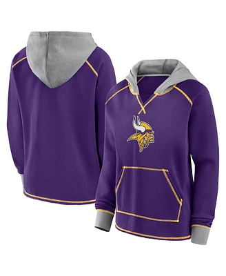 Logo Athletic Women's Purple Minnesota Vikings Boom Fleece Pullover V-Neck Hoodie