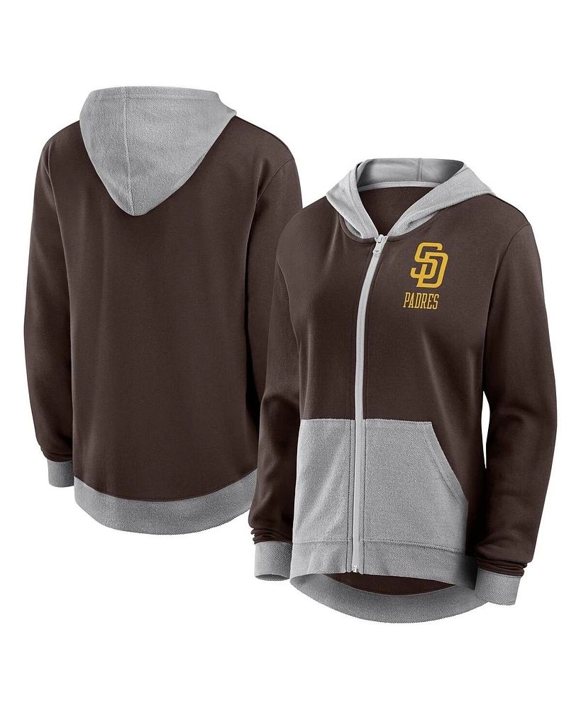 Fanatics Women's Brown San Diego Padres Hit It French Terry Full-Zip Hoodie