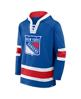 Fanatics Men's Blue/Red New York Rangers Inside Line Fleece Pullover Hoodie