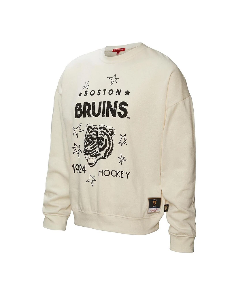 Mitchell & Ness Women's Cream Boston Bruins Logo 3.0 Pullover Sweatshirt