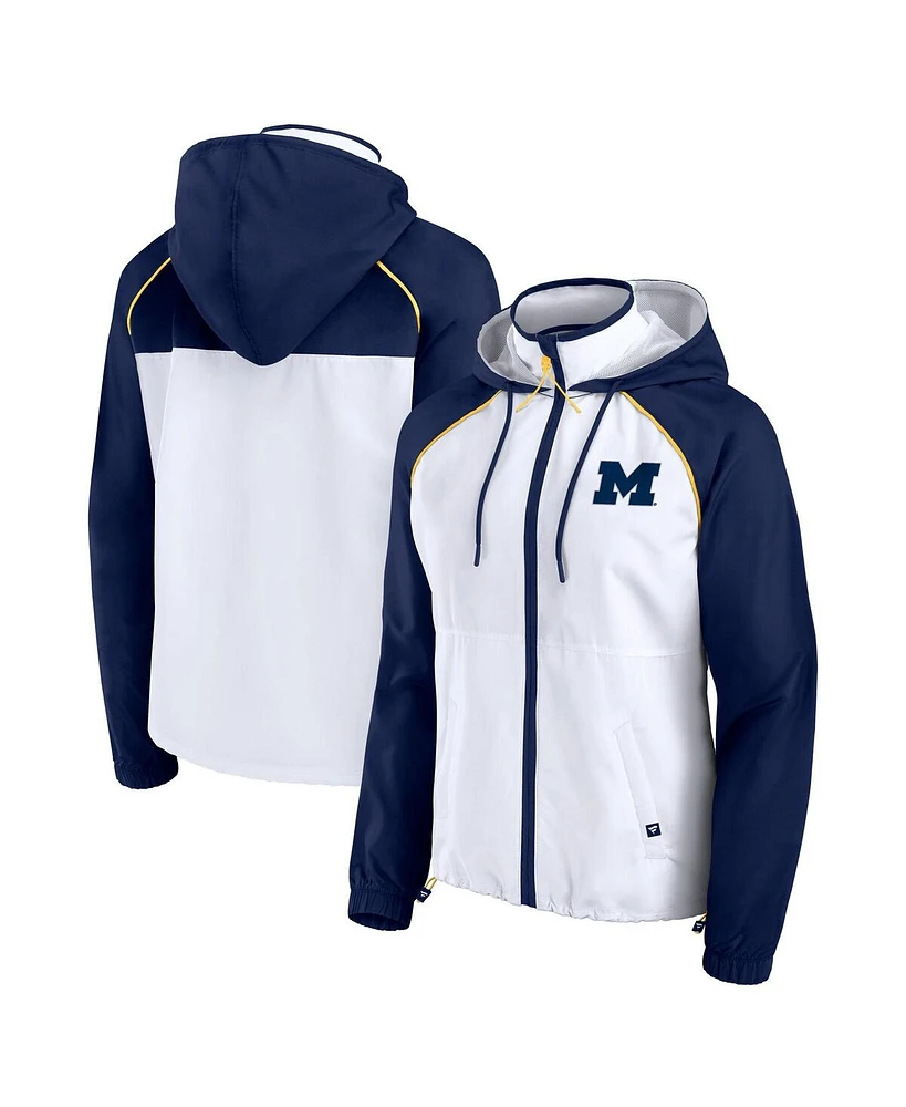 Fanatics Women's White Michigan Wolverines Full-Zip Anorak Hoodie Jacket