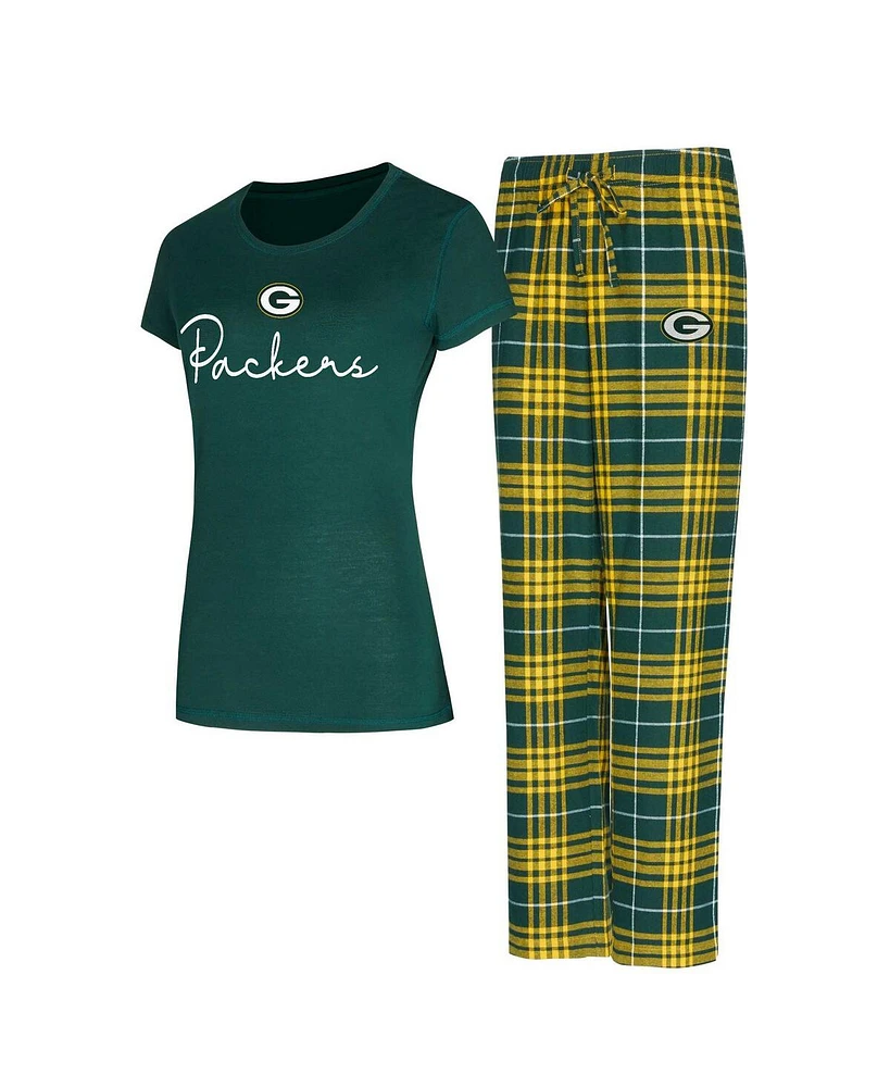 Concepts Sport Women's Green Bay Packers Vector T-Shirt Flannel Pants Sleep Set