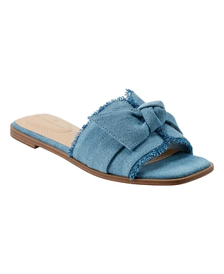 Bandolino Women's Vallen Knotted Bow Flat Slide Sandals