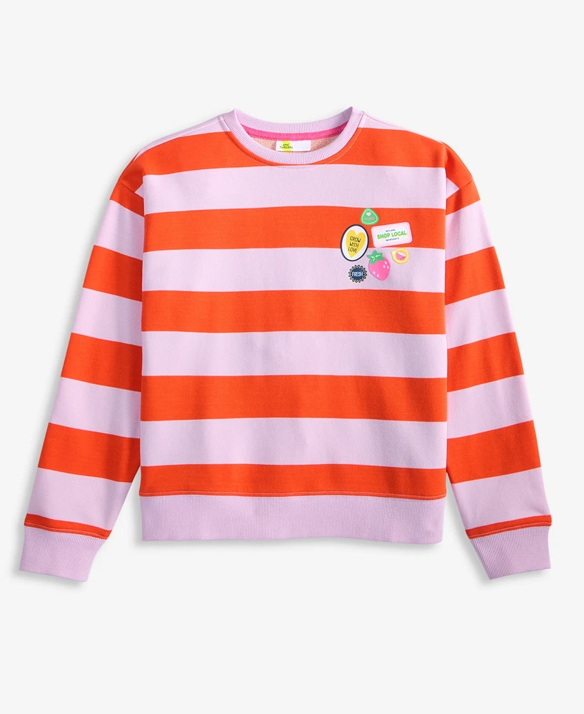 Epic Threads Little & Big Girls Striped Patch Sweatshirt, Exclusively at Macy's