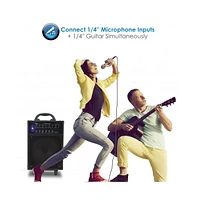 Pyle Wireless Portable Bluetooth Pa Speaker System with Rechargeable Battery, 400W, Led Lights, and 1/4" Mic Inputs