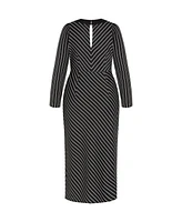 City Chic Plus Enya Border Dress