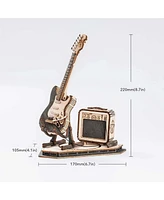 Robotime 3D Jigsaw Wooden Puzzle Guitar Model Gifts for Teen Adult, 6.7"4.1"8.7"