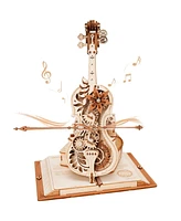 Robotime 3D Puzzle Model Wooden Model Kit Magic Cello Building Kit Desk, Beige, 8.1"7.3"9.3"