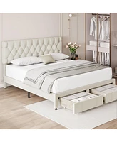 gaomon King Size Bed Frame with 2 Storage Drawers