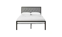 Slickblue Contemporary Metal Platform Bed with Upholstered Headboard for Modern Bedroom Style