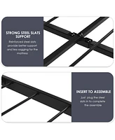 gaomon Platform Bed Frame with Velvet Headboard, Heavy Duty Metal Bed Frame with 15 Strong Slats Support