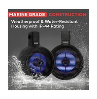 Pyle 8'' Marine Wakeboard Speaker System with Led Lights, 300W, Black