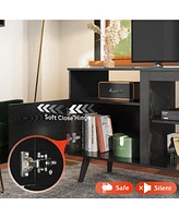 Wlive Mid-Century Modern Tv Stand for 65" Console Cabinet Open Shelves Entertainment Center Living Room and Bedroom